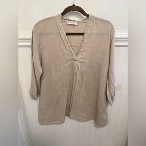 Elegant Beige V-Neck Blouse